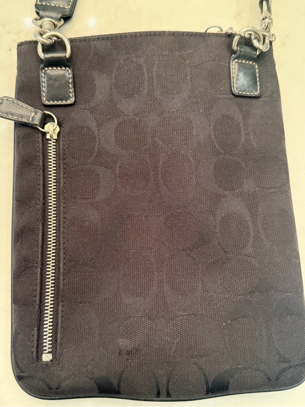 Coach Black Signature Jacquard Crossbody Bag with Silver Hardware